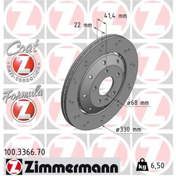 Disco de freno eje trasero (Gama FORMULA Z) ZIMMERMANN 100336670 Premium