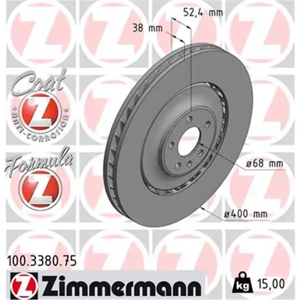 Disco de freno eje delantero (Gama FORMULA Z) ZIMMERMANN 100338075 Ocasión Especial