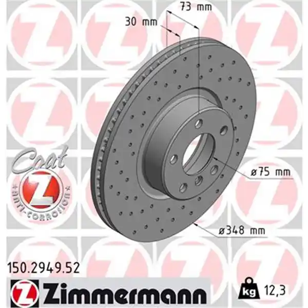 Disco de freno eje delantero, izquierda (Gama SPORT COAT Z) ZIMMERMANN 150294952 Pago Seguro