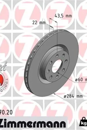 Directo De Fábrica Disco de freno eje delantero (Gama COAT Z) ZIMMERMANN 230237020