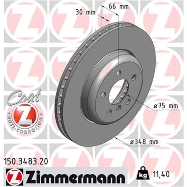 Disco de freno eje delantero (Gama COAT Z) ZIMMERMANN 150348320 Lujoso