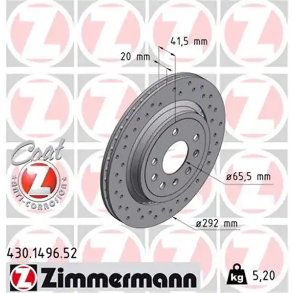 Disco de freno eje trasero (Gama SPORT COAT Z) ZIMMERMANN 430149652 Favorito De Clientes