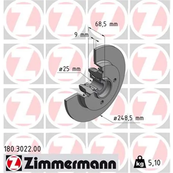 Disco de freno eje trasero (Gama COAT Z) ZIMMERMANN 180302200 Pago Seguro