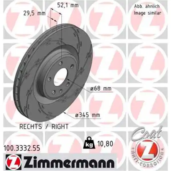Disco de freno eje delantero, derecha (Gama BLACK Z) ZIMMERMANN 100333255 Mejor Precio