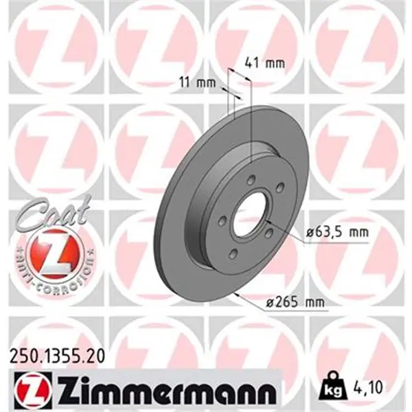 Ordenar Ahora Mismo Disco de freno eje trasero (Gama COAT Z) ZIMMERMANN 250135520