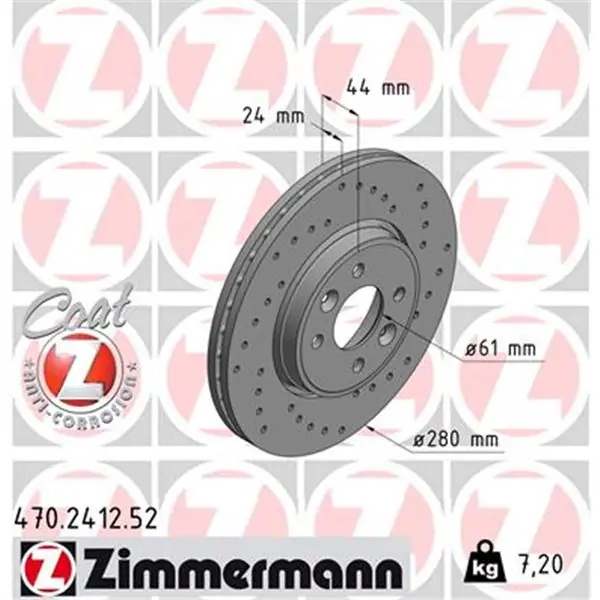 Solo Por Tiempo Limitado Disco de freno eje delantero (Gama SPORT COAT Z) ZIMMERMANN 470241252