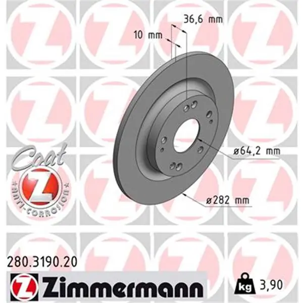 Venta Final Disco de freno eje trasero (Gama COAT Z) ZIMMERMANN 280319020
