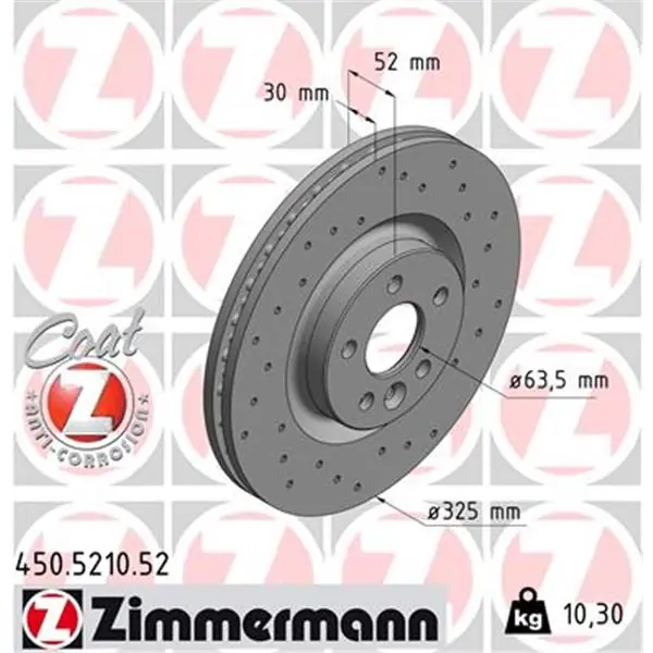 Compra Ahora Disco de freno eje delantero (Gama SPORT COAT Z) ZIMMERMANN 450521052