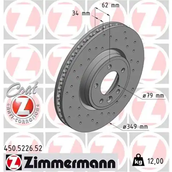Stock Limitado Disco de freno eje delantero (Gama SPORT COAT Z) ZIMMERMANN 450522652