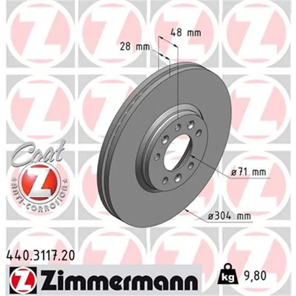 A Buen Precio Disco de freno eje delantero (Gama COAT Z) ZIMMERMANN 440311720