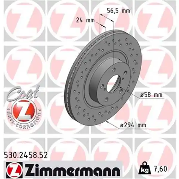 Disco de freno eje delantero (Gama SPORT COAT Z) ZIMMERMANN 530245852 Precio Reducido