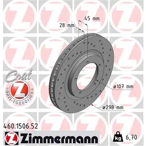 Disco de freno eje delantero (Gama SPORT COAT Z) ZIMMERMANN 460150652 Solo Hoy