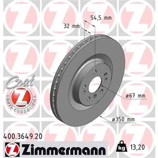 Disco de freno eje delantero (Gama COAT Z) ZIMMERMANN 400364920 Promoción