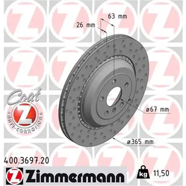 Disco de freno eje trasero (Gama COAT Z) ZIMMERMANN 400369720 Solo Hoy