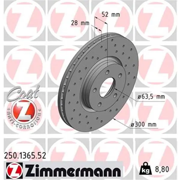 Profesional Disco de freno eje delantero (Gama SPORT COAT Z) ZIMMERMANN 250136552