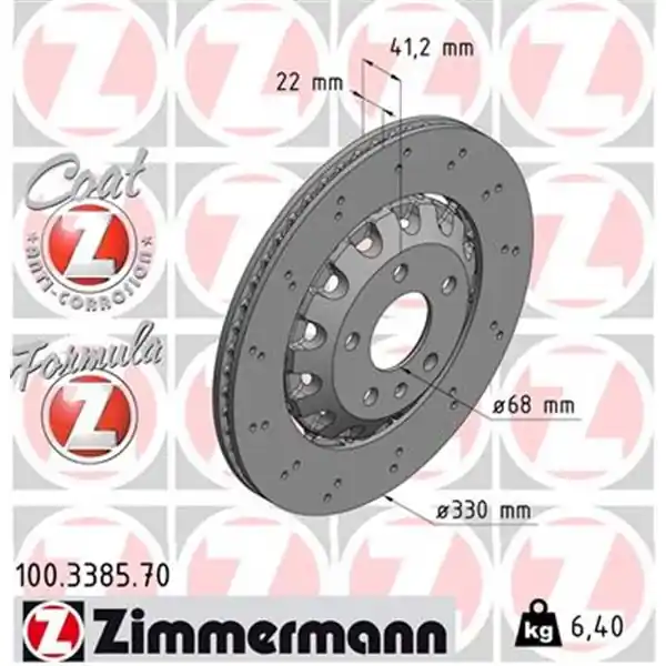 Premium Disco de freno eje trasero (Gama FORMULA Z) ZIMMERMANN 100338570