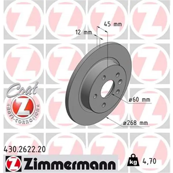 Última Versión Disco de freno eje trasero (Gama COAT Z) ZIMMERMANN 430262220