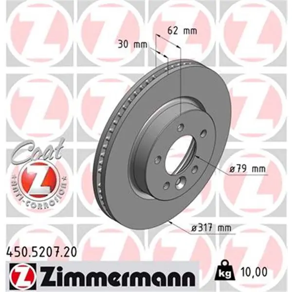 Disco de freno eje delantero (Gama COAT Z) ZIMMERMANN 450520720 Gran Oferta