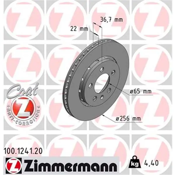 Oferta De Temporada Disco de freno eje trasero (Gama COAT Z) ZIMMERMANN 100124120