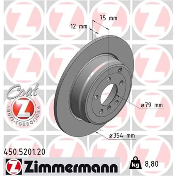Certificado Disco de freno eje trasero (Gama COAT Z) ZIMMERMANN 450520120