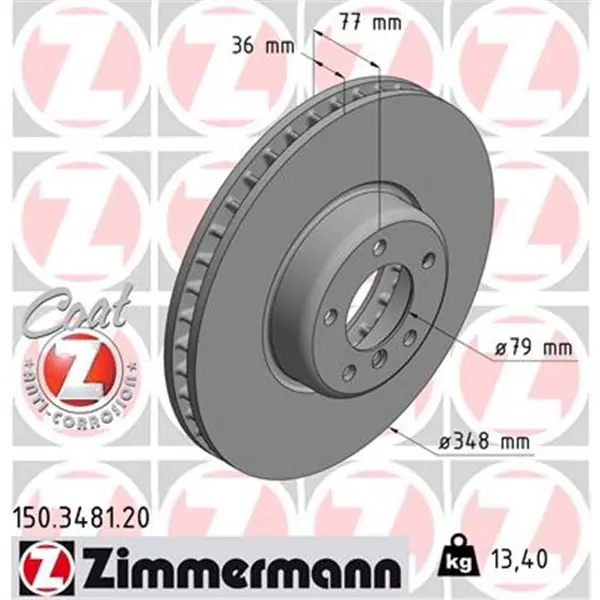 Disco de freno eje delantero (Gama COAT Z) ZIMMERMANN 150348120 Precio Reducido
