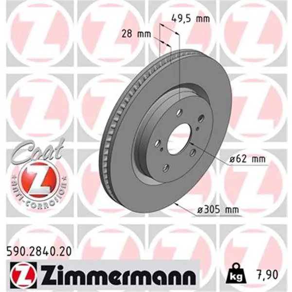 Disco de freno eje delantero (Gama COAT Z) ZIMMERMANN 590284020 Precio Rebajado