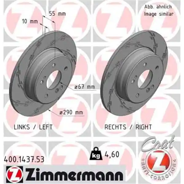 Disco de freno eje trasero (Gama BLACK Z) ZIMMERMANN 400143753 Original