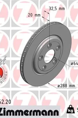 Disco de freno eje trasero (Gama COAT Z) ZIMMERMANN 290226220 Marca Reconocida