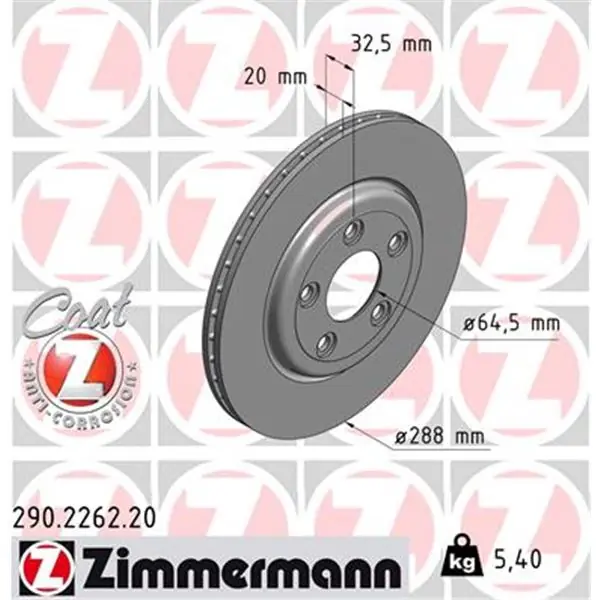 Disco de freno eje trasero (Gama COAT Z) ZIMMERMANN 290226220 Marca Reconocida