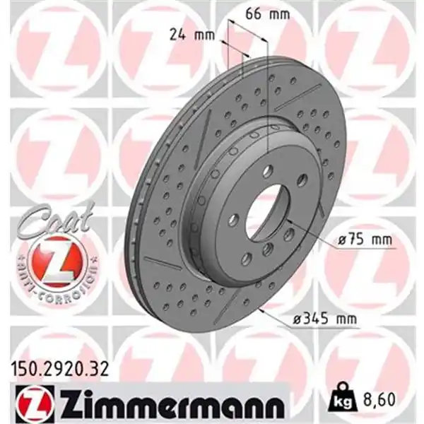 Disco de freno eje trasero (Gama FORMULA F COAT Z) ZIMMERMANN 150292032 Ordenar Ahora Mismo