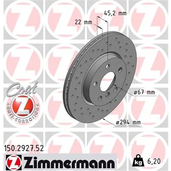 Hecho A Mano Disco de freno eje delantero (Gama SPORT COAT Z) ZIMMERMANN 150292752