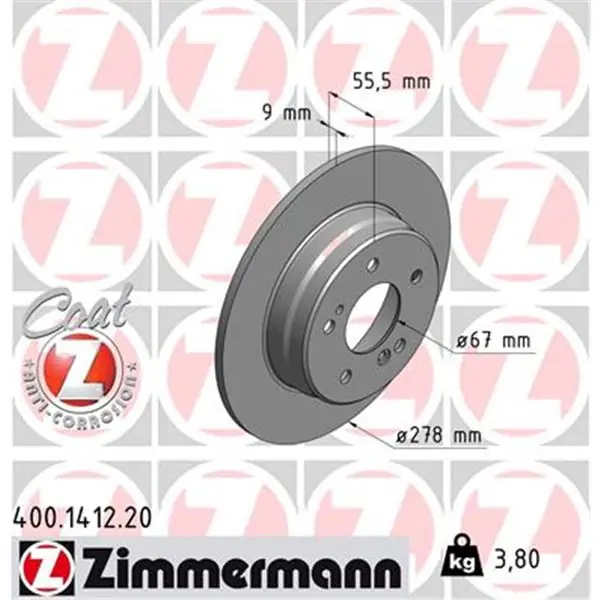 Venta Final Disco de freno eje trasero (Gama COAT Z) ZIMMERMANN 400141220