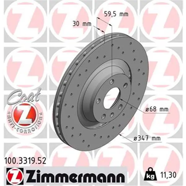 Precio Reducido Disco de freno eje delantero (Gama SPORT COAT Z) ZIMMERMANN 100331952