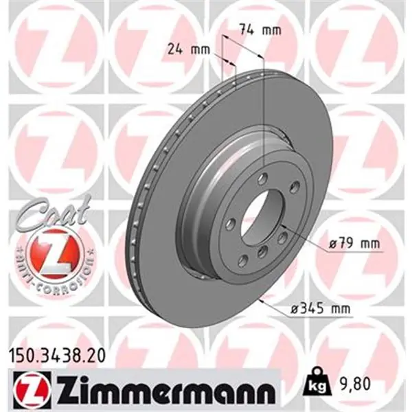 Disco de freno eje trasero (Gama COAT Z) ZIMMERMANN 150343820 Marca Reconocida