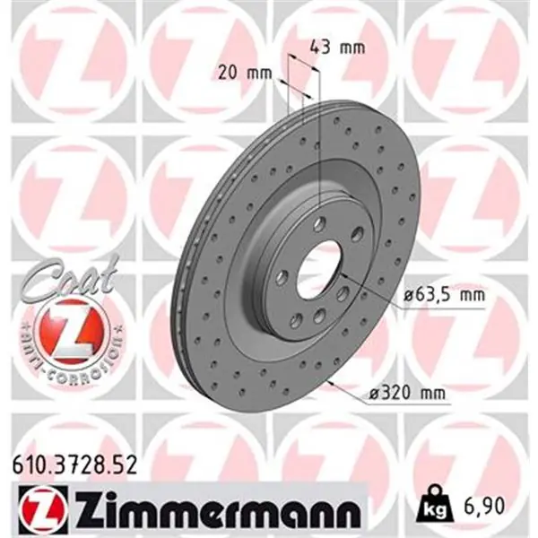 Disco de freno eje trasero (Gama SPORT COAT Z) ZIMMERMANN 610372852 Exclusivo