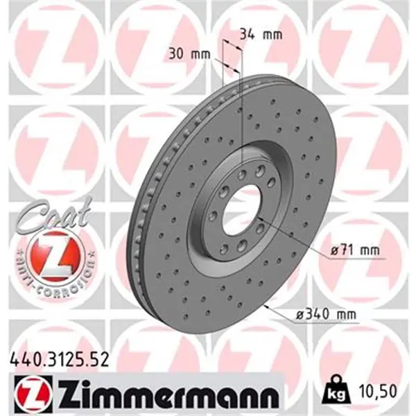 Súper Precio Disco de freno eje delantero (Gama SPORT COAT Z) ZIMMERMANN 440312552