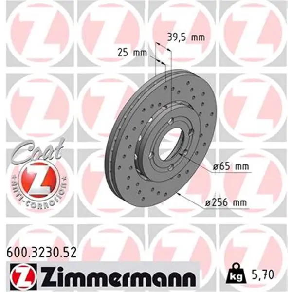Envío Inmediato Disco de freno eje delantero (Gama SPORT COAT Z) ZIMMERMANN 600323052