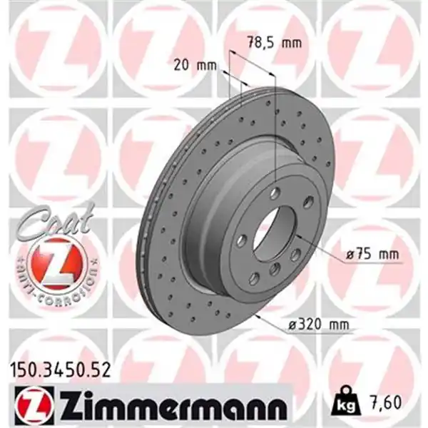 Disco de freno eje trasero (Gama SPORT COAT Z) ZIMMERMANN 150345052 Nueva Colección