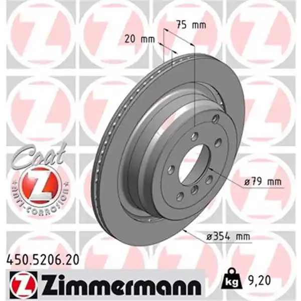 Disco de freno eje trasero (Gama COAT Z) ZIMMERMANN 450520620 Profesional