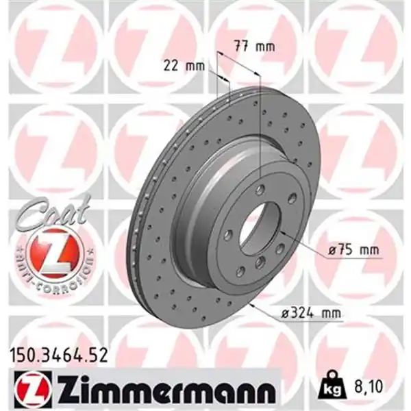 Disco de freno eje trasero (Gama SPORT COAT Z) ZIMMERMANN 150346452 Profesional