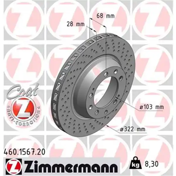Envío Exprés Disco de freno eje trasero, derecha (Gama COAT Z) ZIMMERMANN 460156720