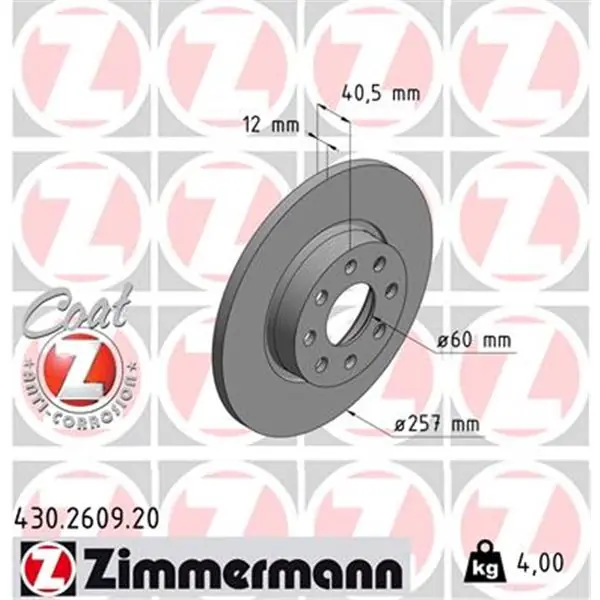 Disco de freno eje delantero (Gama COAT Z) ZIMMERMANN 430260920 Mejor Calidad