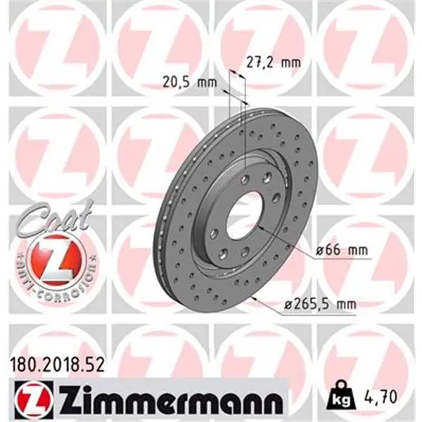 Disco de freno eje delantero (Gama SPORT COAT Z) ZIMMERMANN 180201852 Artesanal