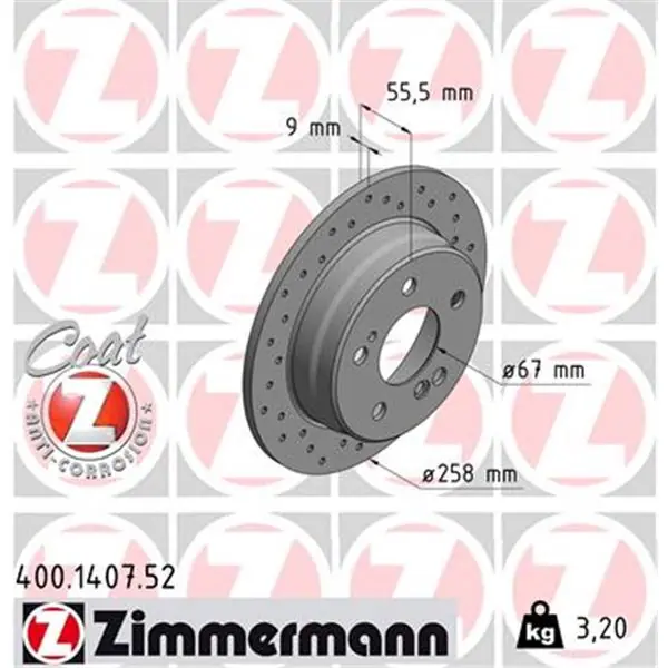 Disco de freno eje trasero (Gama SPORT COAT Z) ZIMMERMANN 400140752 Mejor Precio