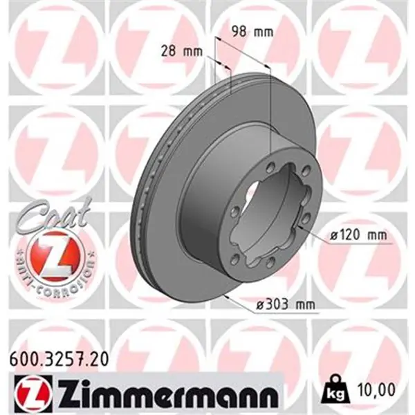 A Buen Precio Disco de freno eje trasero (Gama COAT Z) ZIMMERMANN 600325720