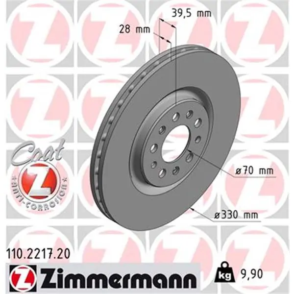Disco de freno eje delantero (Gama COAT Z) ZIMMERMANN 110221720 Liquidación