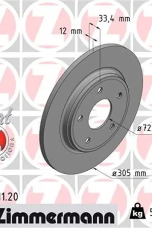Máxima Calidad Disco de freno eje trasero (Gama COAT Z) ZIMMERMANN 230231120