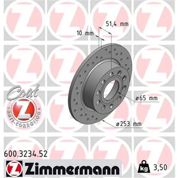 Disponible Ahora Disco de freno eje trasero (Gama SPORT COAT Z) ZIMMERMANN 600323452