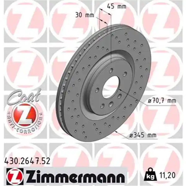 Disco de freno eje delantero (Gama SPORT COAT Z) ZIMMERMANN 430264752 Pedido Al Por Mayor