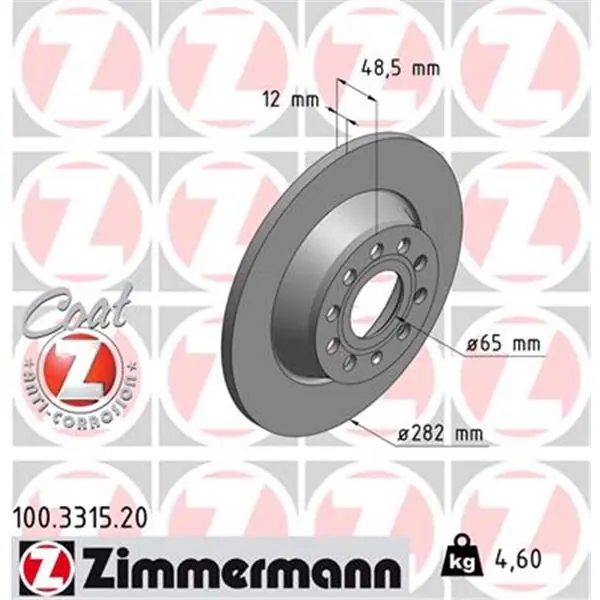 Profesional Disco de freno eje trasero (Gama COAT Z) ZIMMERMANN 100331520